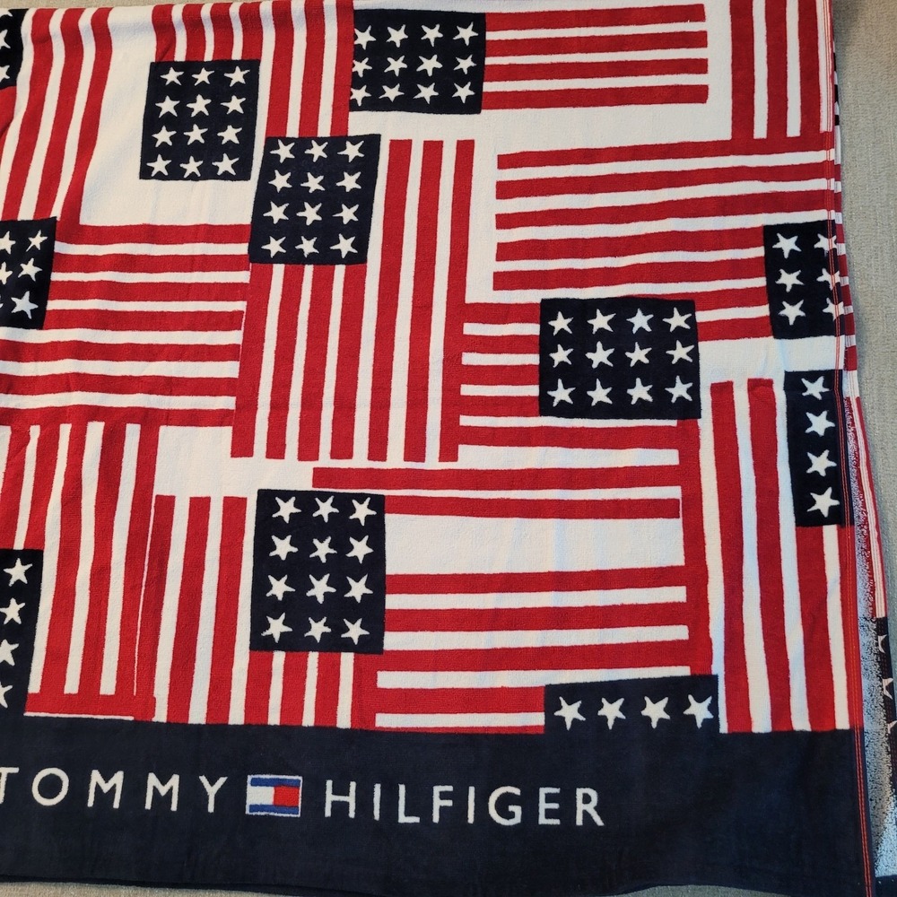 5 Tommy Hilfiger Patriotic USA Flag Red White & Blue Beach Towels 35x66" w/ Tags - Picture 11 of 14